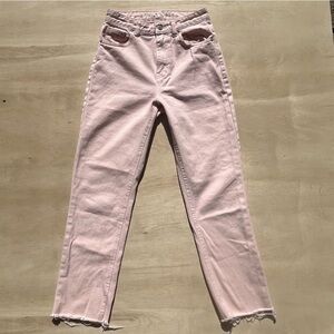 Vanilla star mom jeans size one pink straight leg small xs casual